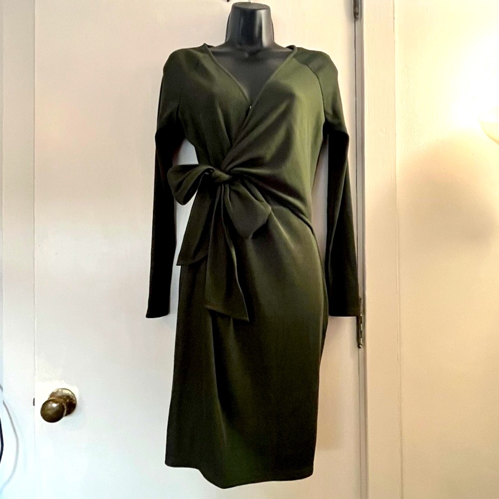 BTFBM Forest Green Faux Wrap Dress